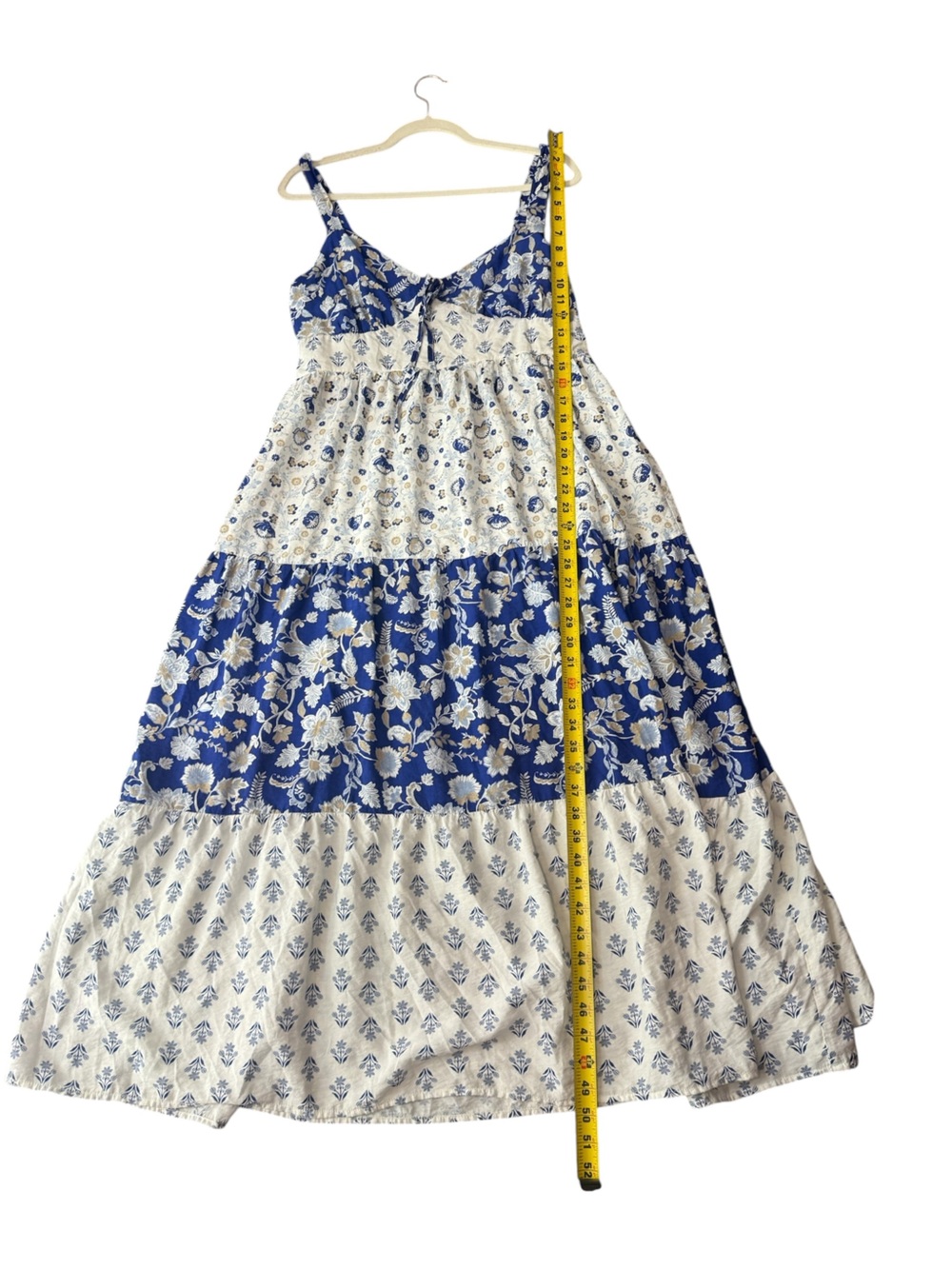 Perch Blu Pepper wildflower 1X Blue White Floral Tiered Midi Maxi Sundress Boho - Picture 11 of 14